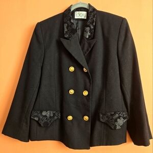 Vintage Black Wool Double-Breasted Wool Blazer 14